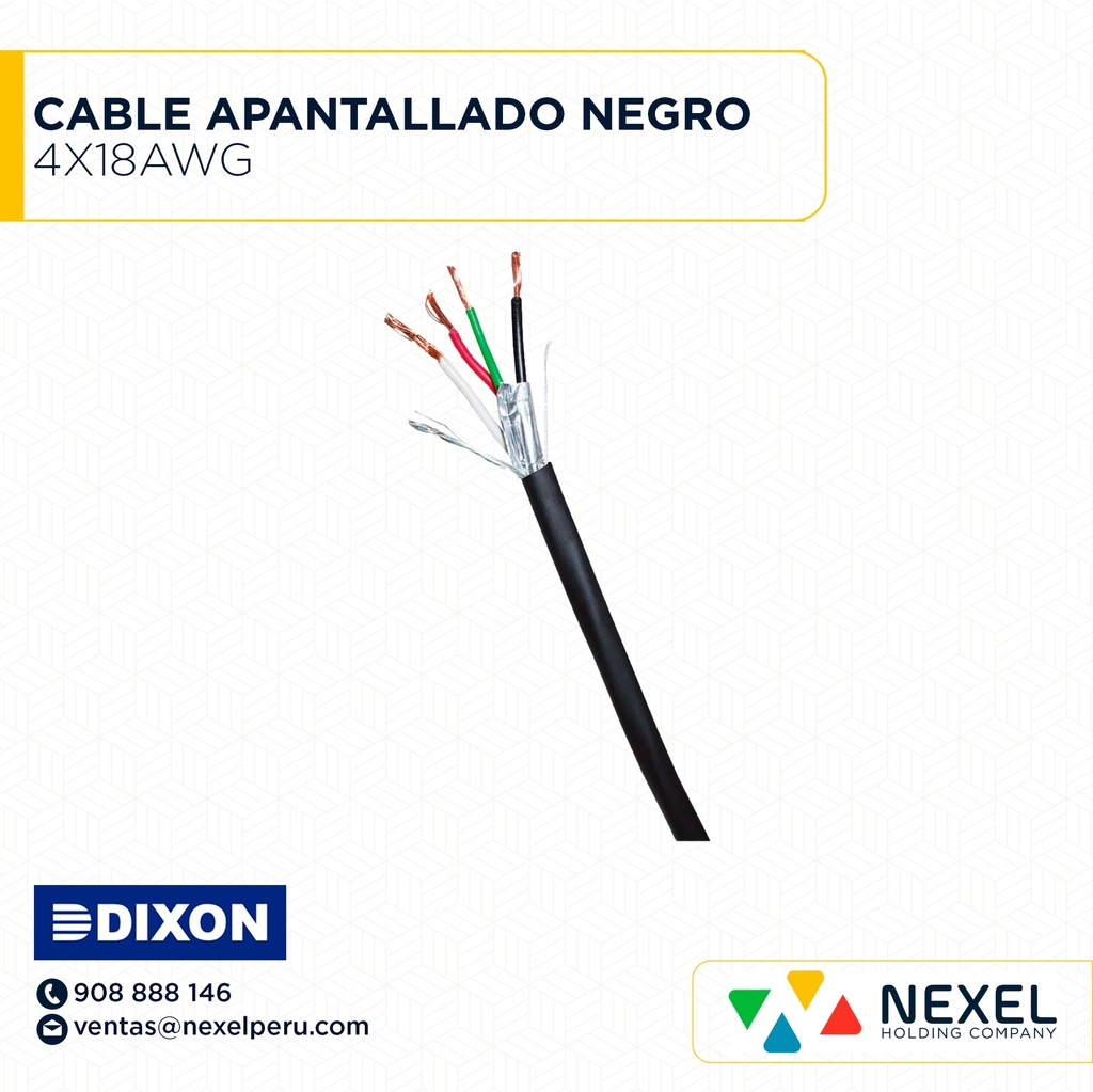 CABLE APANTALLADO 4X18AWG NEGRO DIXON