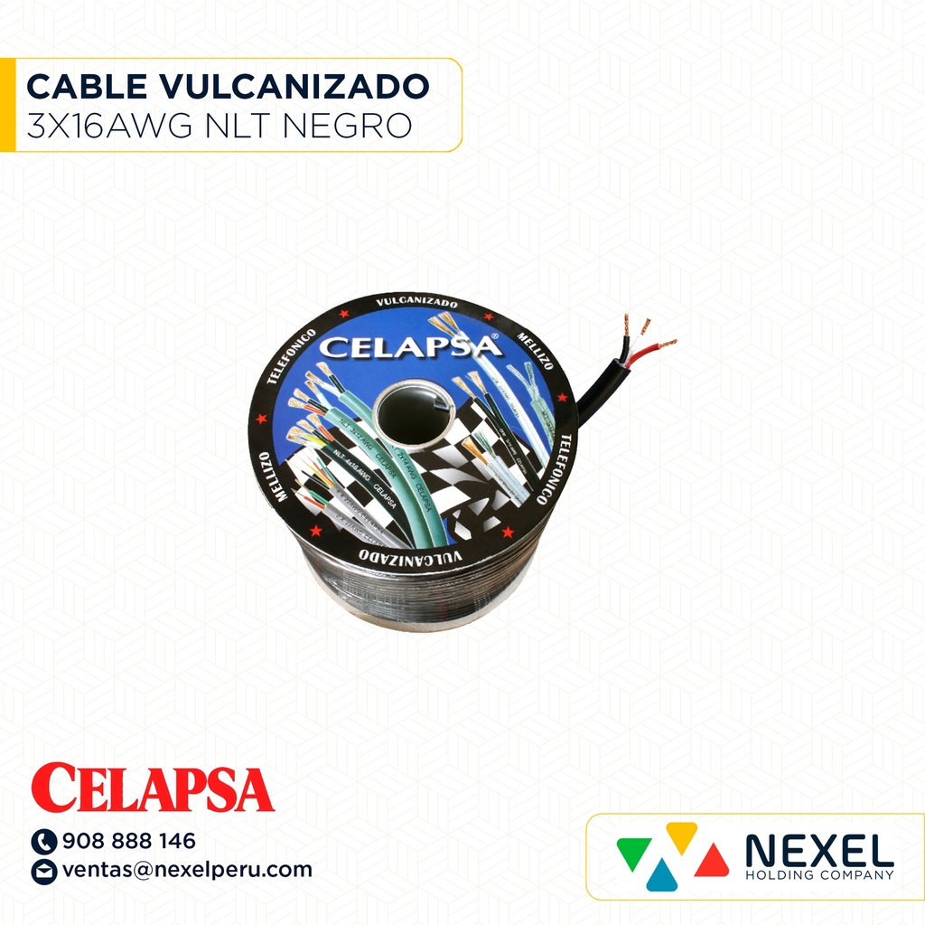 CABLE VULCANIZADO NLT 3X16AWG NEGRO CELAPSA