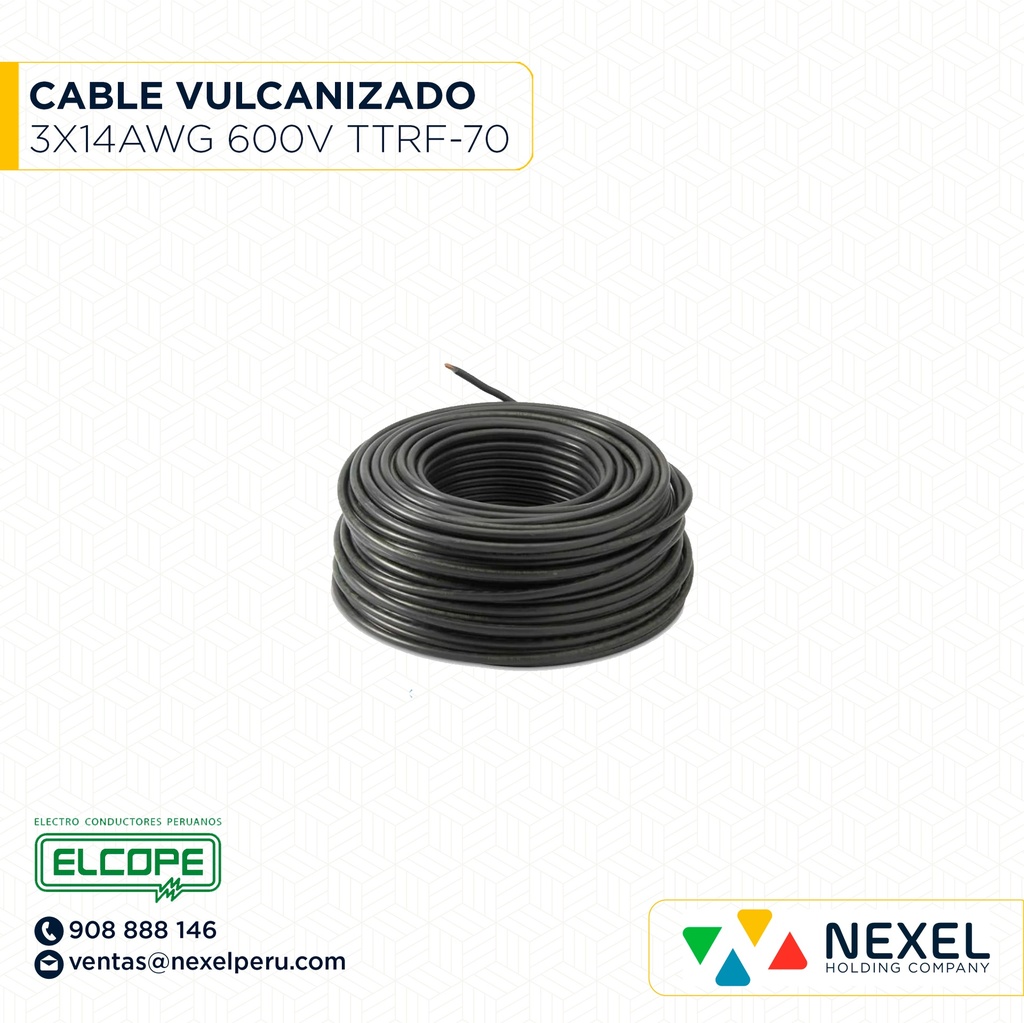 CABLE VULCANIZADO TTRF-70 NLT 3X16AWG NEGRO ELCOPE