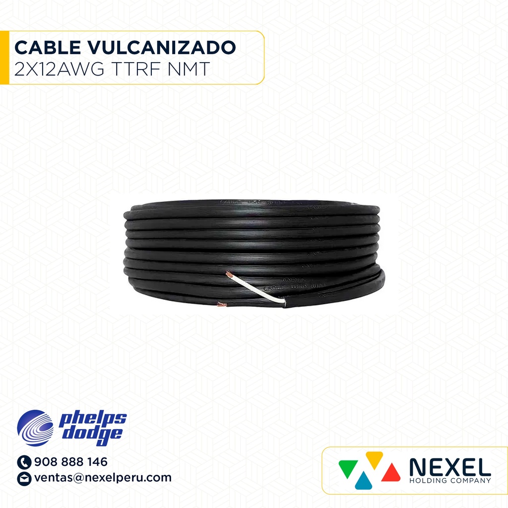 CABLE VULCANIZADO TTRF NMT 2X12AWG NEGRO PHELPS DODGE
