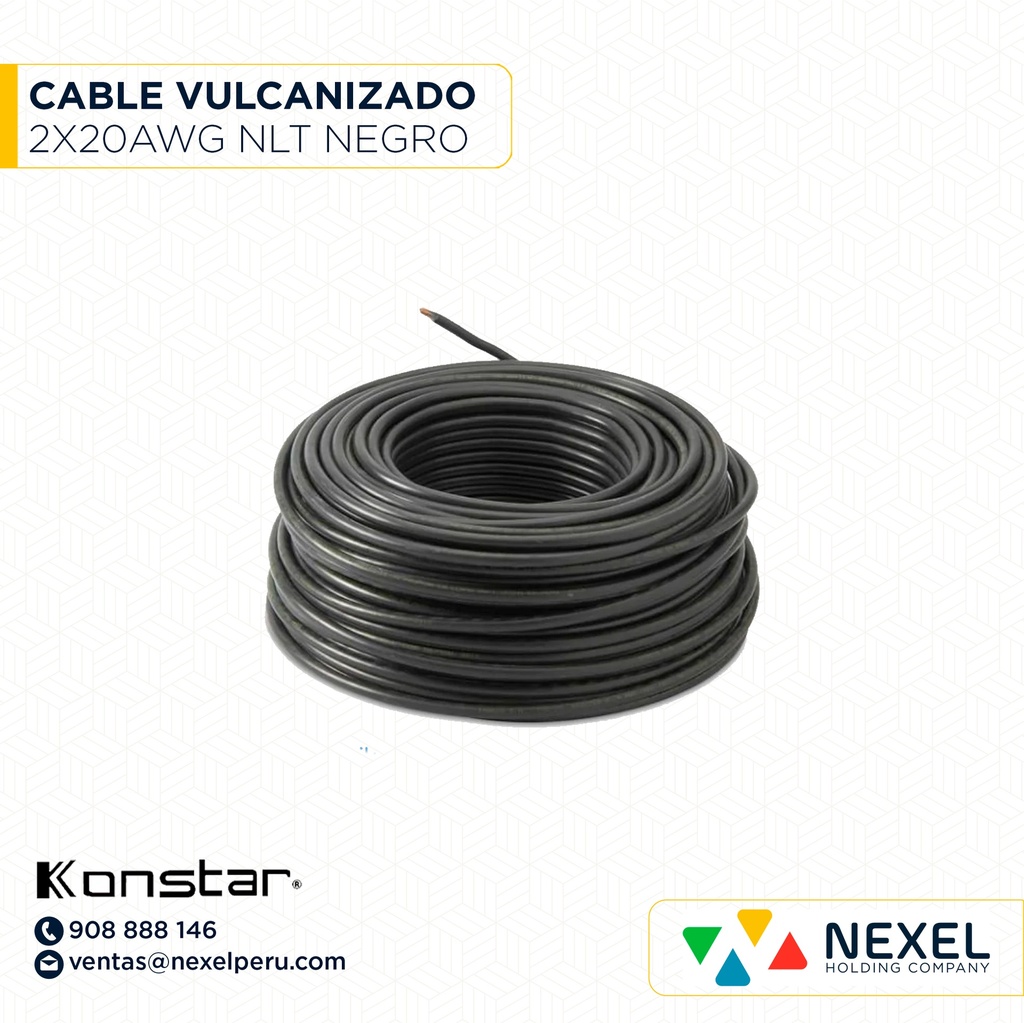 CABLE VULCANIZADO NLT 2X20AWG NEGRO KONSTAR