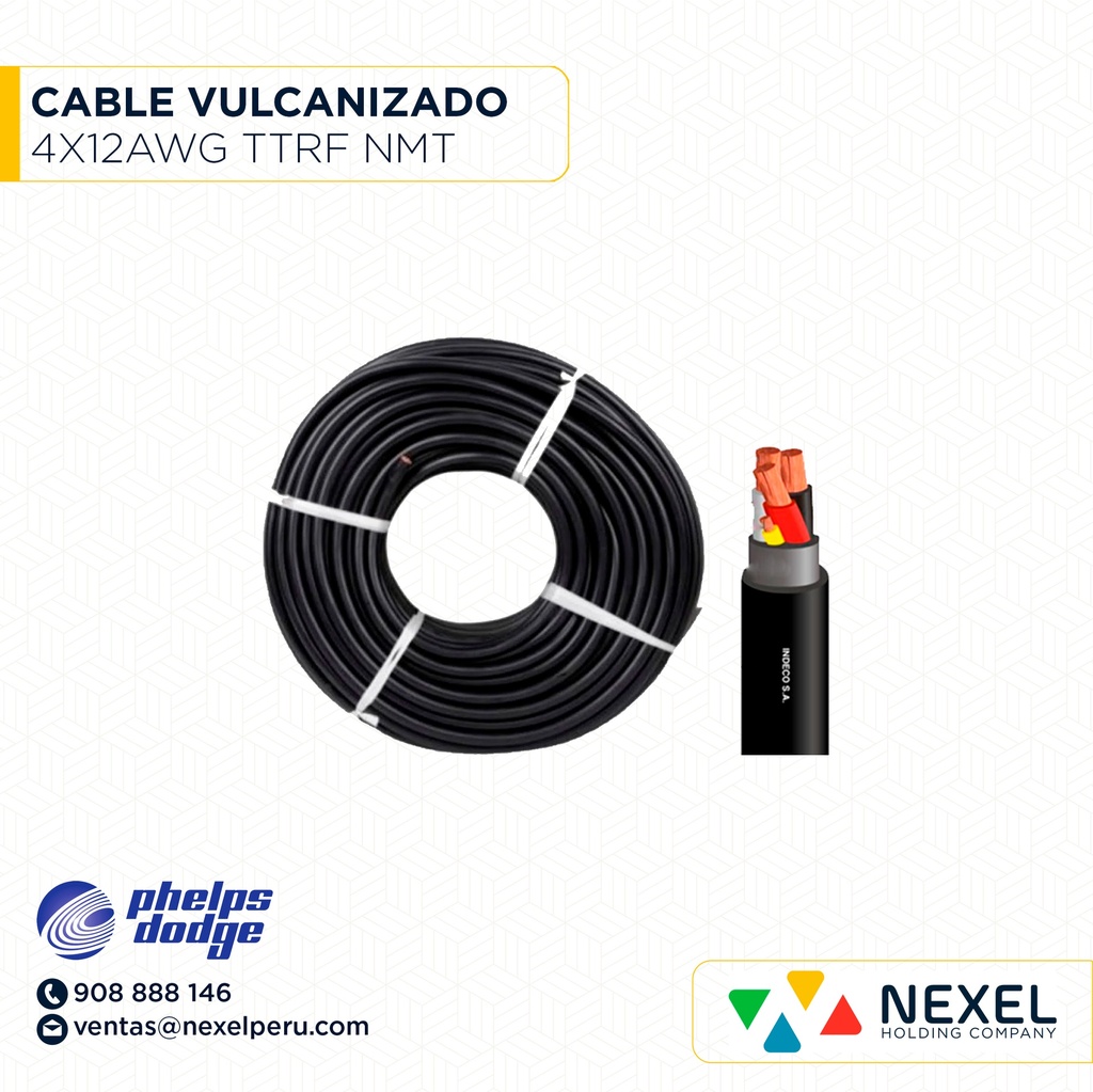 CABLE VULCANIZADO TTRF NMT 4X12AWG NEGRO PHELPS DODGE