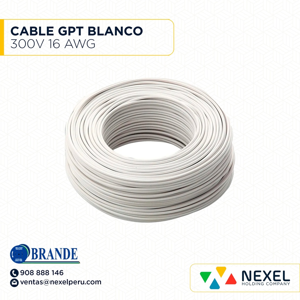 CABLE GPT 300V 16 AWG BLANCO BRANDE