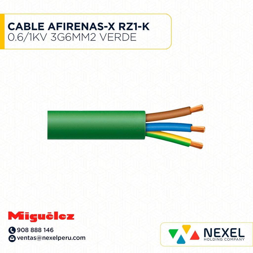CABLE AFIRENAS-X RZ1-K 0.6/1KV 3G6MM2 VERDE MIGUELEZ