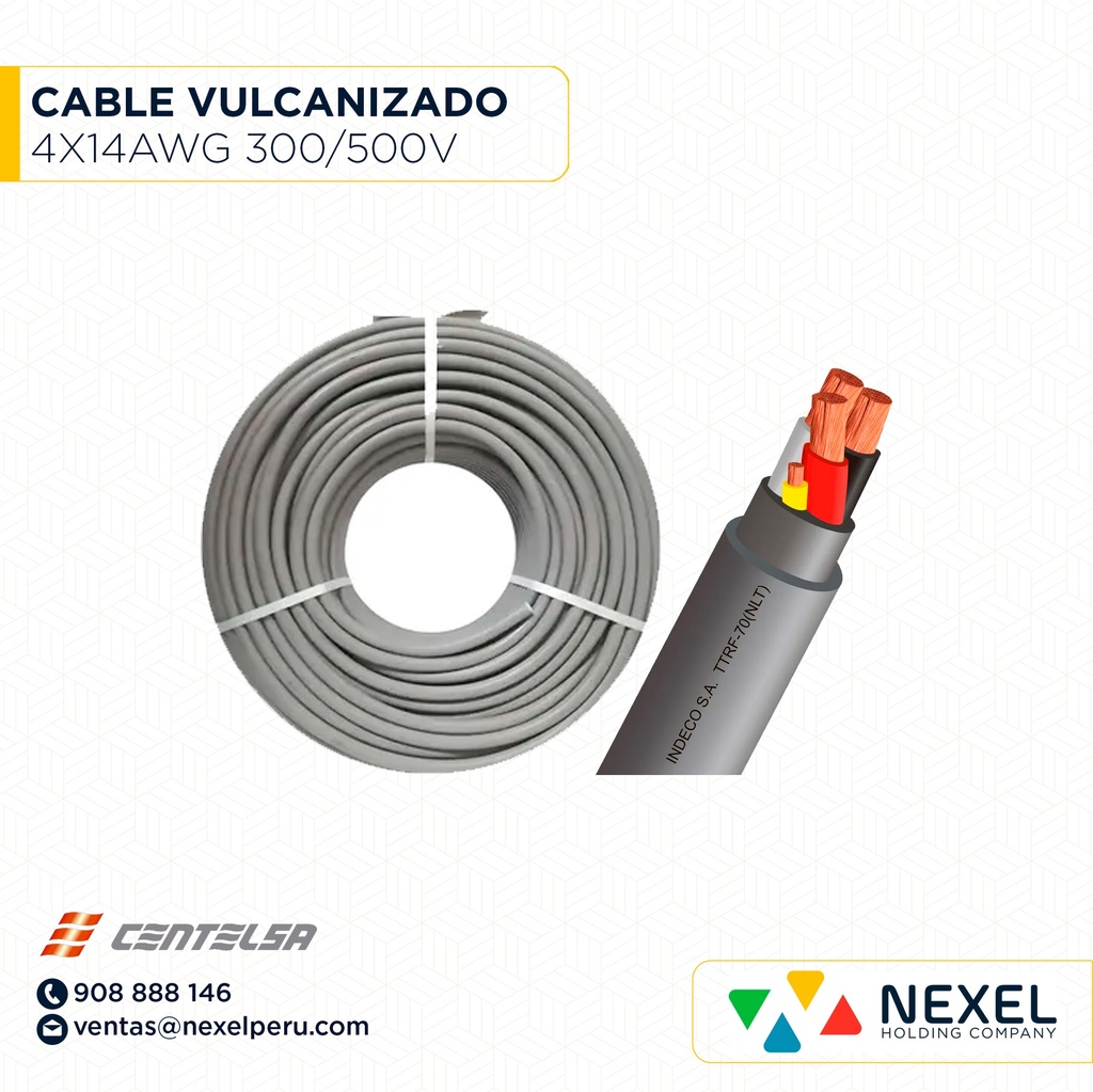 CABLE VULCANIZADO TTRF NLT 4X14AWG 300/500V GRIS CENTELSA