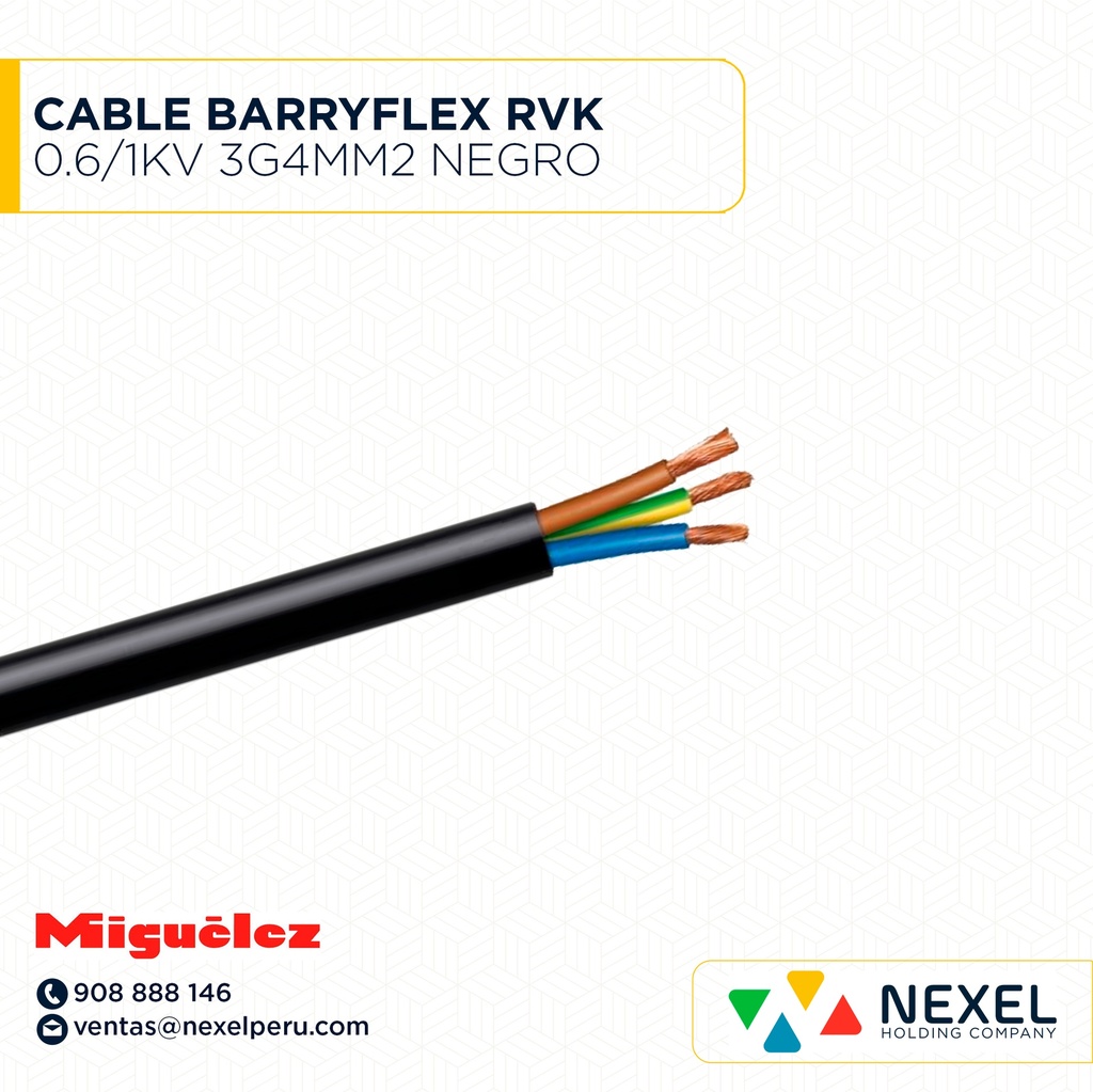CABLE BARRYFLEX RVK 0.6/1KV 3G4MM2 NEGRO MIGUELEZ