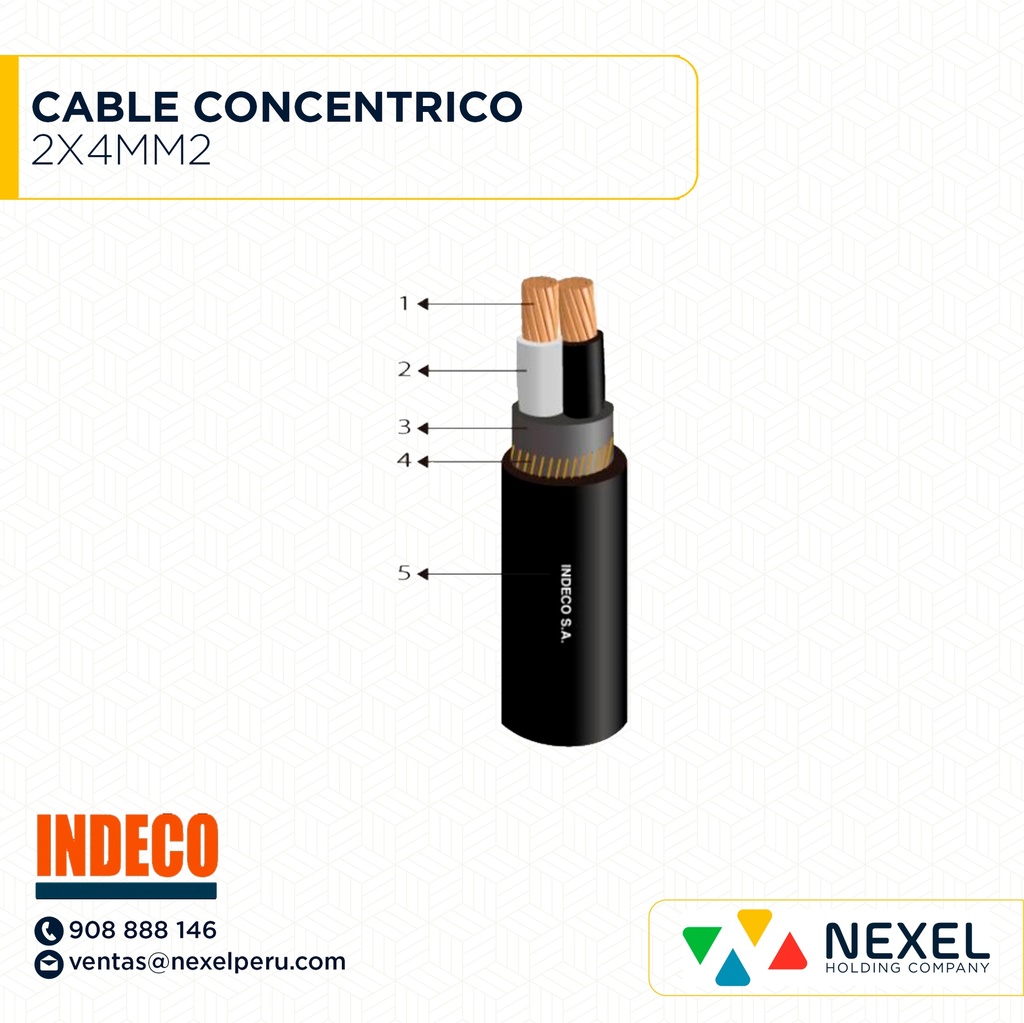 CABLE CONCENTRICO 2X4MM2 INDECO