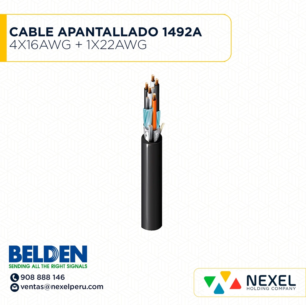 CABLE APANTALLADO 4X16AWG + 1X22AWG 1492A BELDEN