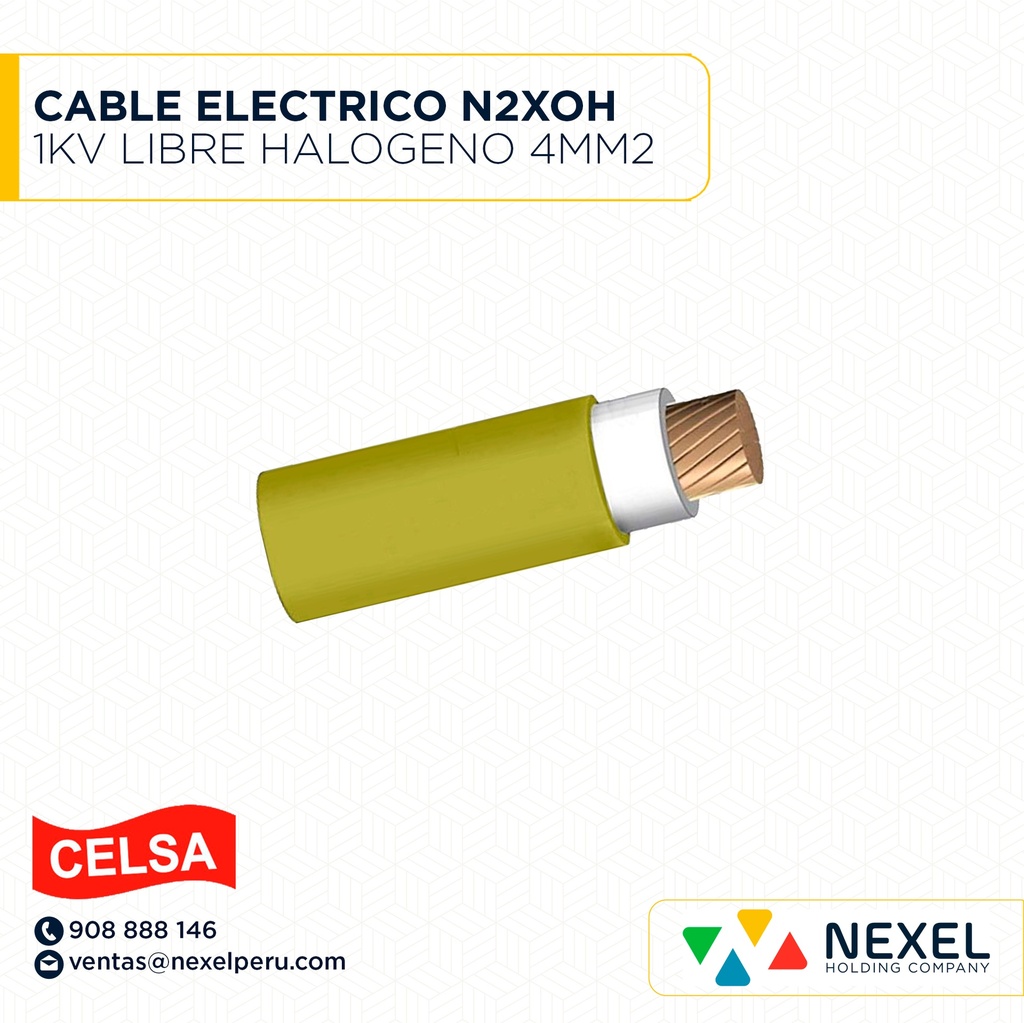 CABLE ELECTRICO N2XOH 1KV LIBRE HALOGENO 4MM2 AMARILLO CELSA