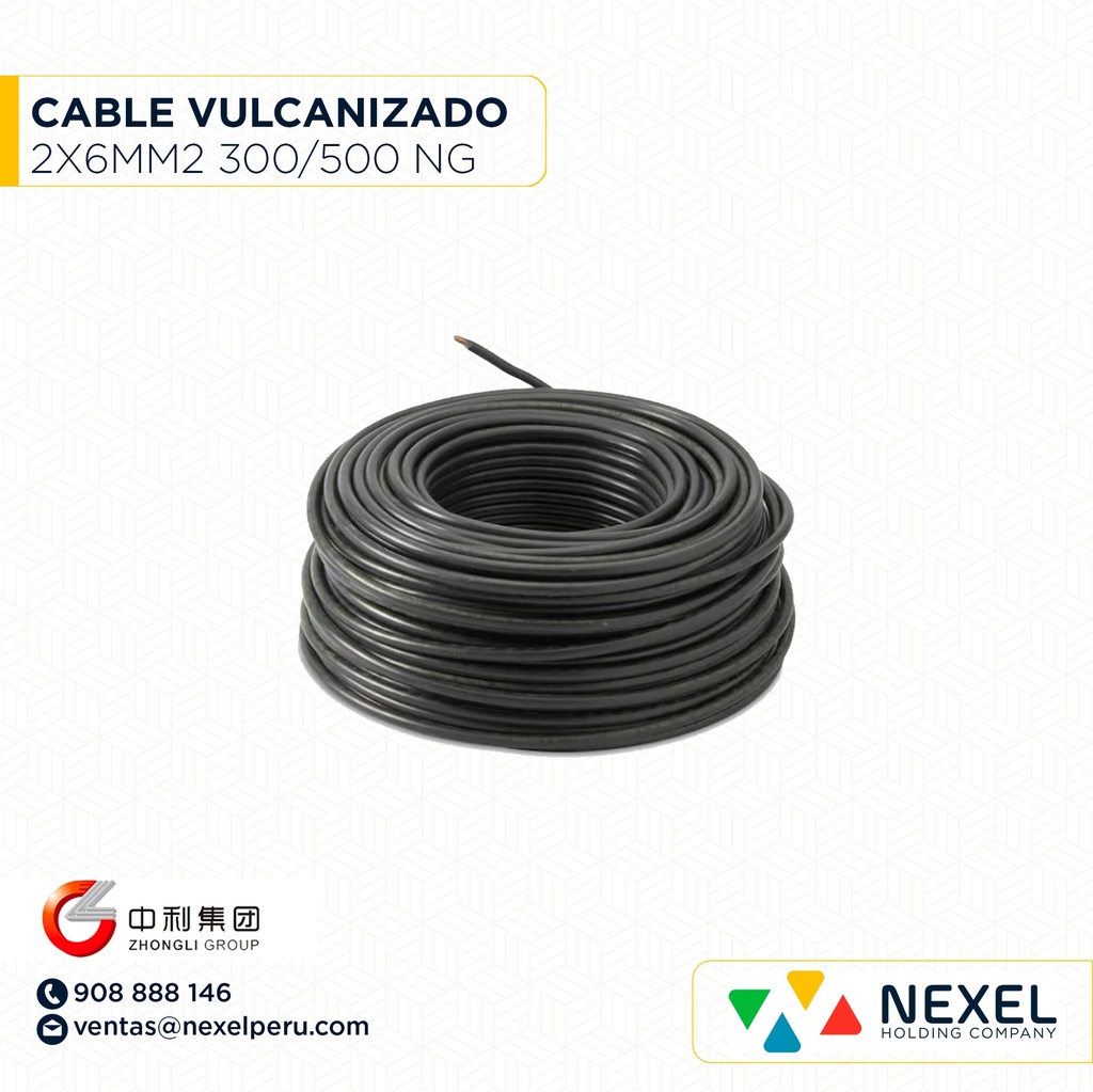 CABLE VULCANIZADO 2X6MM2 300/500V NEGRO ZHONGLI
