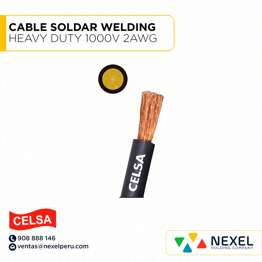 CABLE SOLDAR WELDING HEAVY DUTY 1000V 2AWG CELSA