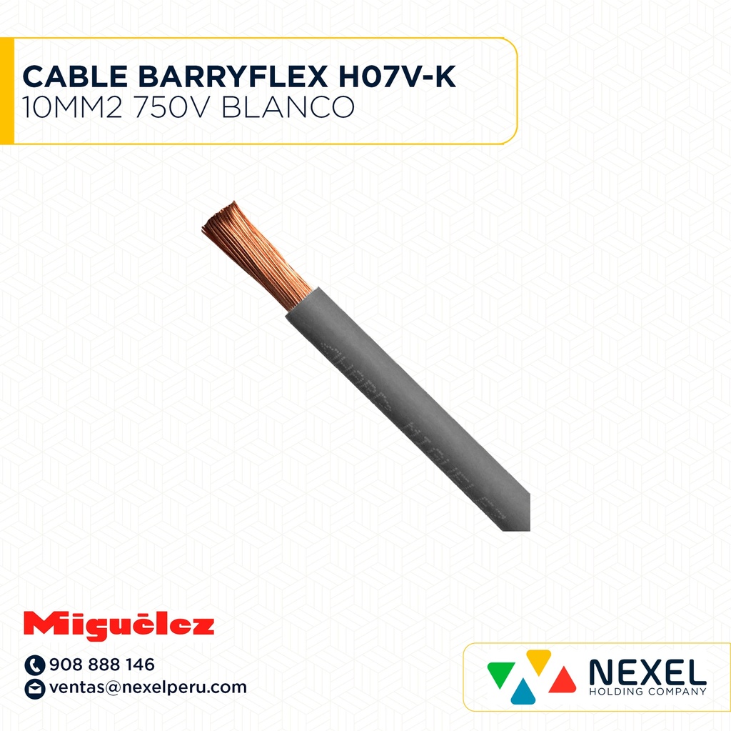 CABLE BARRYFLEX H07V-K 10MM2 750V BLANCO (X MT) MIGUELEZ