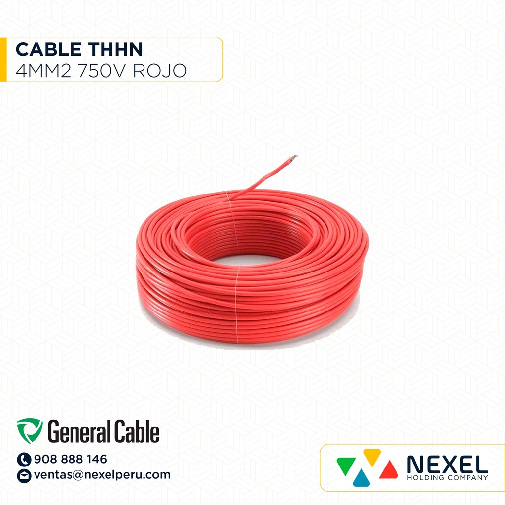 CABLE THHN 750V 4MM2 ROJO GENERAL CABLE