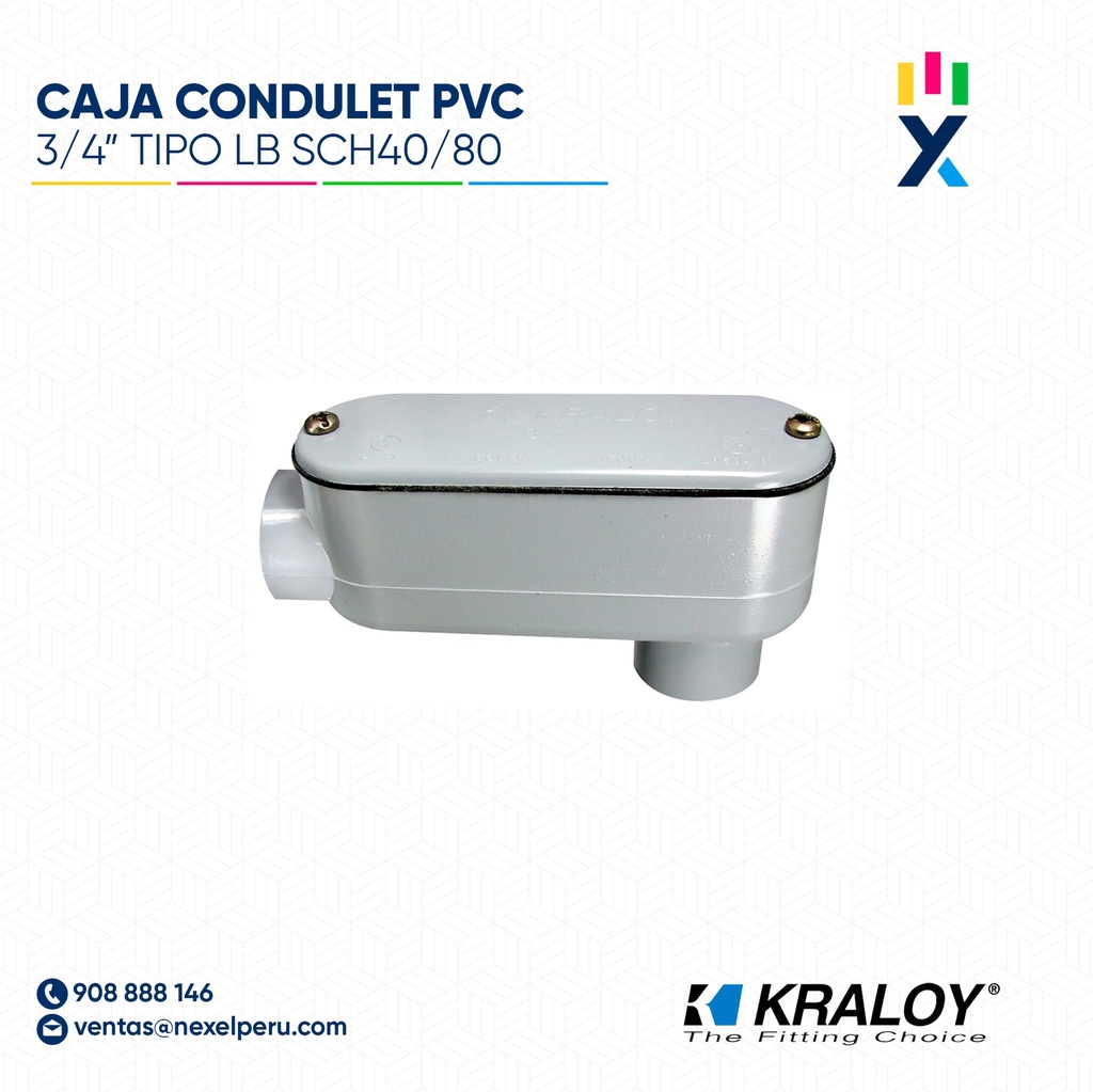 CAJA CONDULET PVC OVALADA TIPO LB SCH40/80 3/4" (18MM) UL651 KRALOY