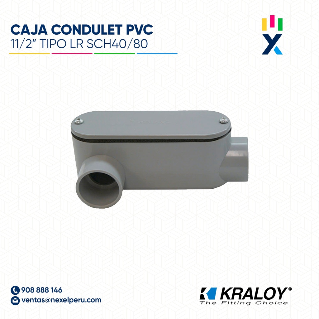 CAJA CONDULET PVC OVALADA TIPO LR SCH40/80 11/2" (38MM) UL651 KRALOY
