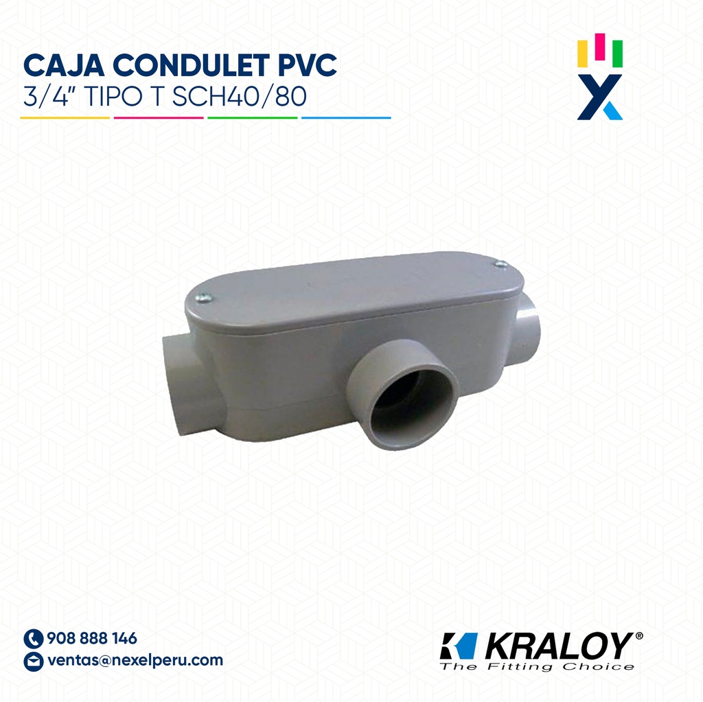 CAJA CONDULET PVC OVALADA TIPO T SCH40/80 3/4" (18MM) UL651 KRALOY