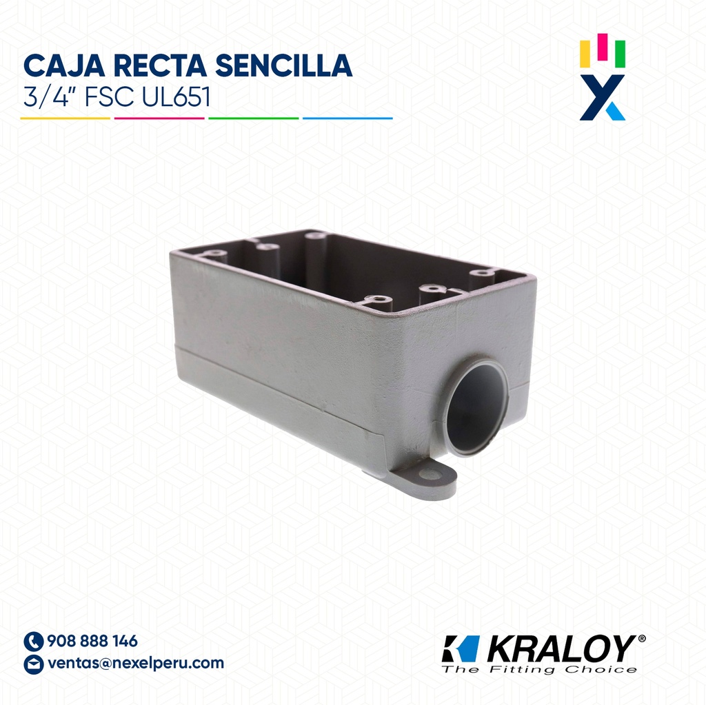 CAJA RECT SENCILLA FSC KRALOY (3/4") UL651