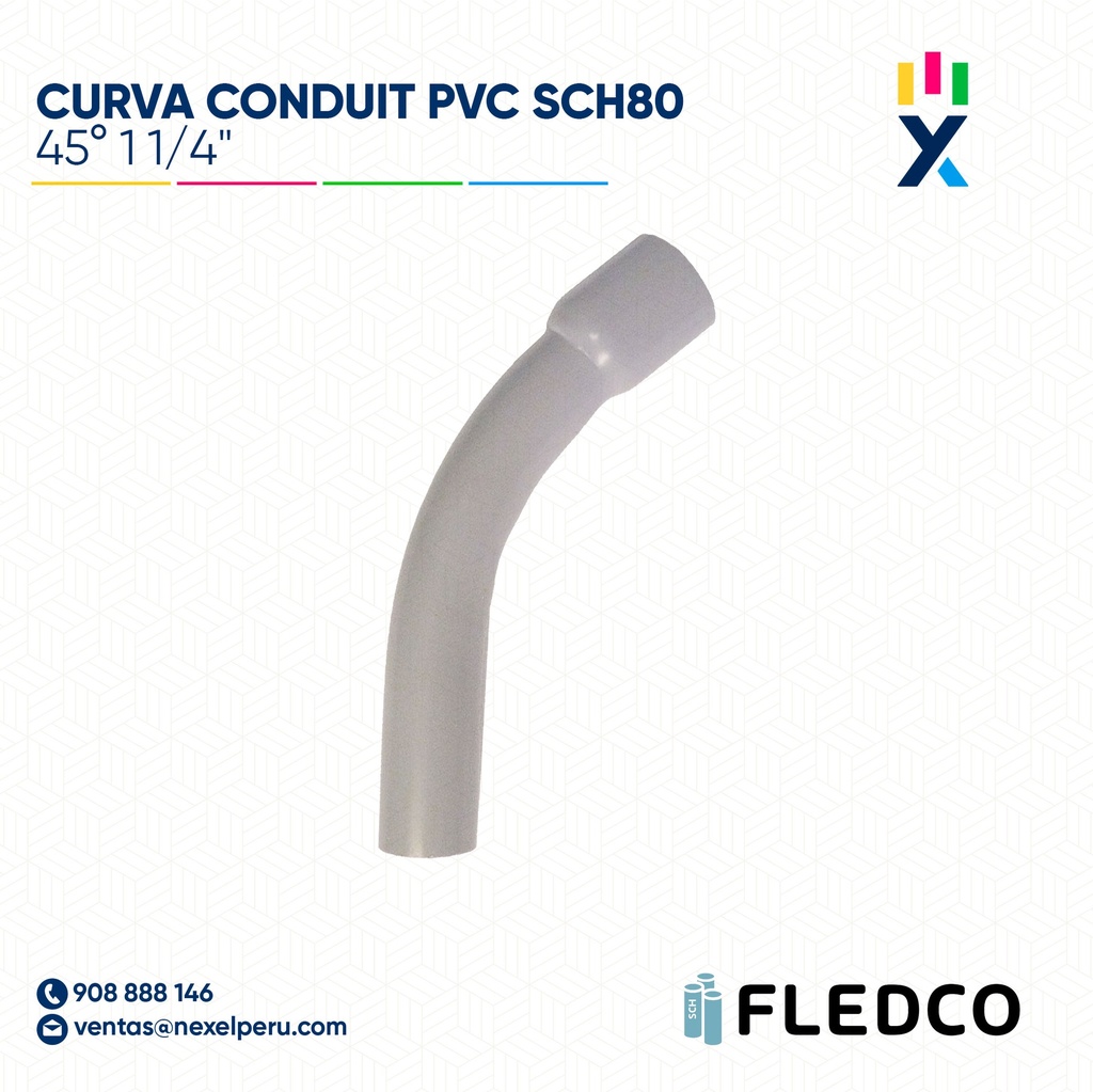 CURVA CONDUIT PVC 45° SCH80 11/4" XTR. BELL FLEDCO