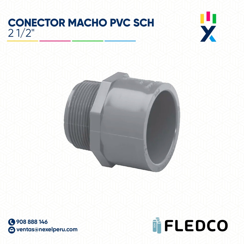 CONECTOR MACHO PVC SCH40/80 21/2" FLEDCO