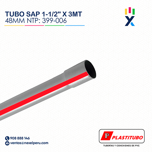 TUBO SAP 11/2" X 3MT 48MM NTP: 399-006 PLASTITUBO 