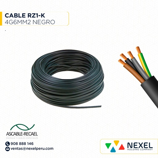 [A243545] CABLE RZ1-K 0,6/1KV 4G6MM2 NEGRO ASCABLE