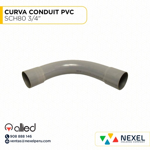 [B743538] CURVA CONDUIT PVC SCH80 3/4" ALLIED