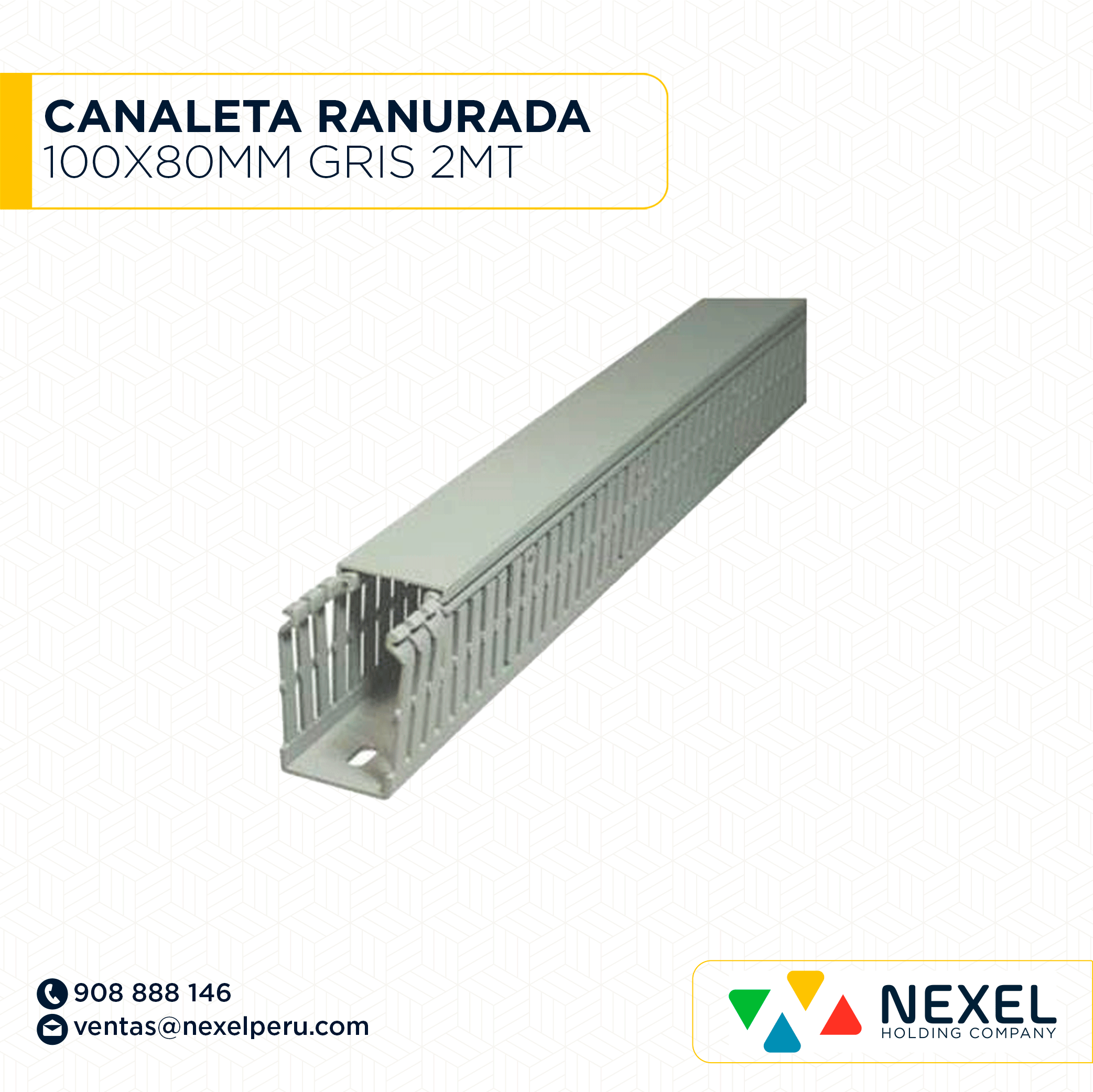 [C543537] CANALETA RANURADA 100X80MM GRIS 2MT