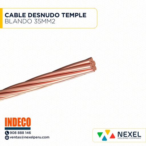 [A82393-2-O] OUT- CABLE DESNUDO TEMPLE BLANDO 35MM2 INDECO