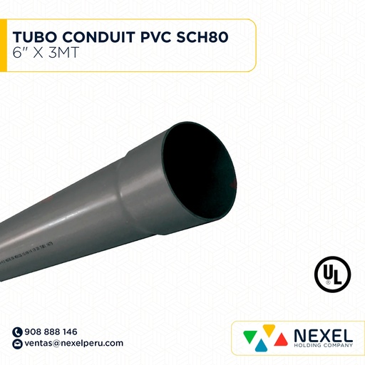 [B743523] TUBO CONDUIT PVC SCH80 6" X 3MT