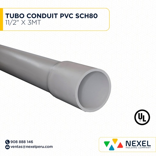 [B743518] TUBO CONDUIT PVC SCH80 11/2" X 3MT