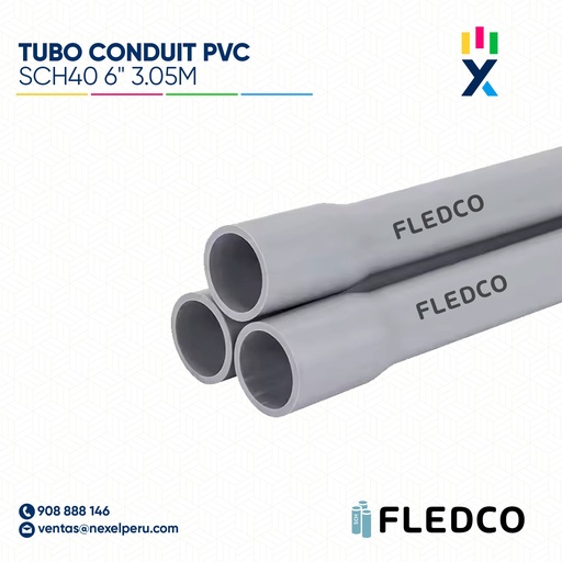 [B743513] TUBO CONDUIT PVC SCH40 6" 3.05M CC 3219 FLEDCO