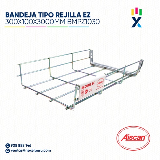 [C243500] BANDEJA PORTACABLE TIPO REJILLA EZ 300X100X3000MM BMPZ1030 CUBZ-G (X3) AISCAN