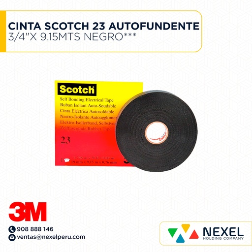 [F21592-O] OUT-CINTA SCOTCH 23 AUTOFUNDENTE 3/4"X 9.15MTS NEGRO*** 3M