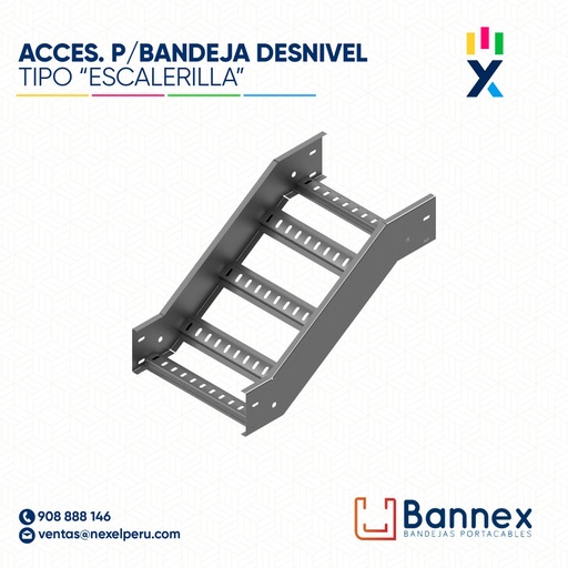[C149905] ACCES. "DESNIVEL"  TIPO "ESCALERILLA" 450x60MM 1.2MM C/TAPA INC. UNION BANNEX