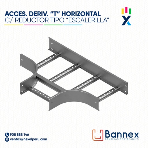 [C150369] ACCES. DERIV. "T" HORIZONTAL C/ REDUCTOR  TIPO "ESCALERILLA" 350x100MM 1.2MM S/TAPA INC. UNION BANNEX