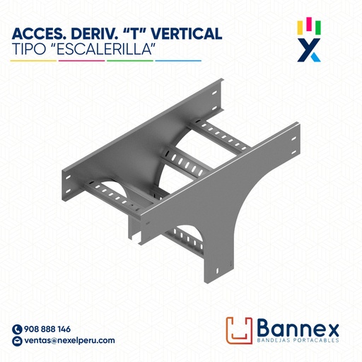 [C150702] ACCES. DERIV. "T" VERTICAL  TIPO "ESCALERILLA" 200x60MM 1.2MM C/TAPA INC. UNION BANNEX