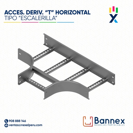 [C150756] ACCES. DERIV. "T" HORIZONTAL  TIPO "ESCALERILLA" 300x100MM 1.5MM S/TAPA INC. UNION BANNEX