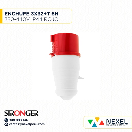 [F114343-O] OUT- ENCHUFE 3X32+T 6H 380-440V COD MS-024 STRONGER