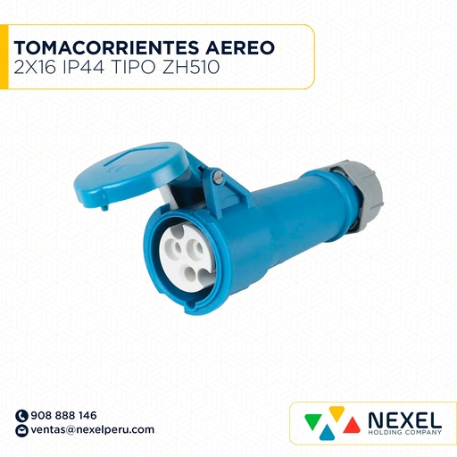 [F114342-O] OUT- TOMACORRIENTES AEREO 2X16 IP44 TIPO ZH510 IMPORTADO