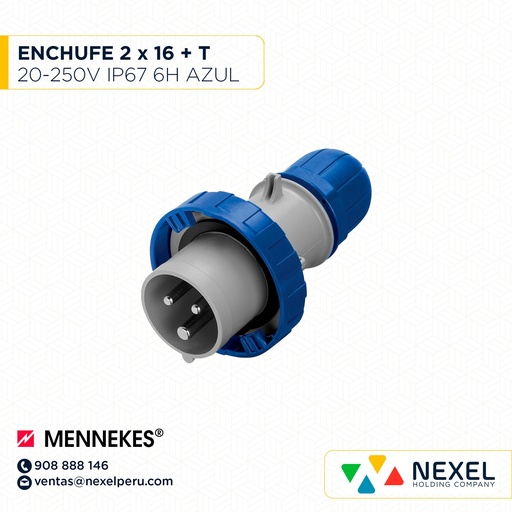 [F114337-O] OUT- ENCHUFE 2X16+T 220-250V 6H TIPO-013 CEE