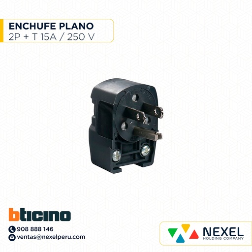 [F102345-O] OUT- ENCHUFLE PLANO 2P + T 15A / 250V BTICINO