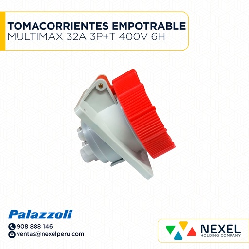[F112172-O] OUT- TOMACORRIENTES EMPOTRABLE MULTIMAX 32A 3P+T 400V 6H IP67 489236 PALAZZOLI