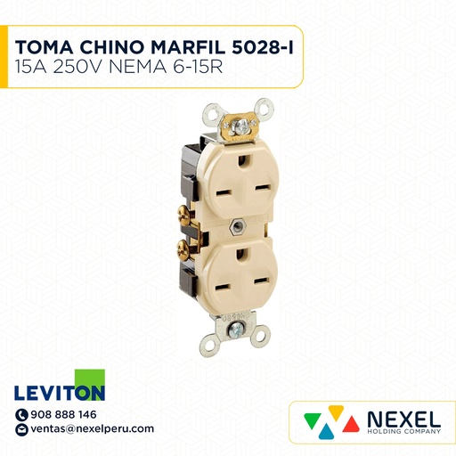 [F102129] TOMA CHINO MARFIL 5028-I 15A 250V NEMA 6-15R LEVITON