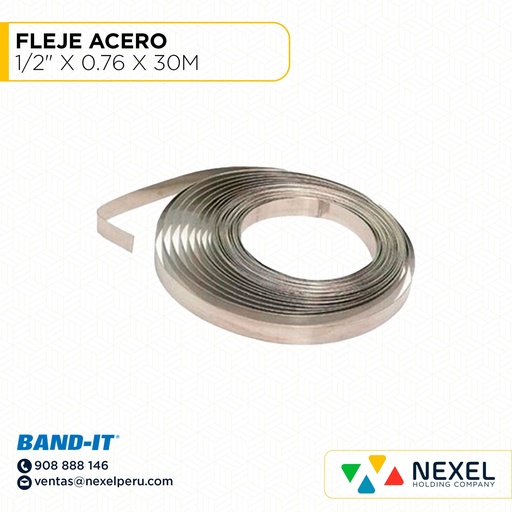 [L24103] FLEJE ACERO 1/2" X 0.76 X 30M ( X METRO) BAND IT 