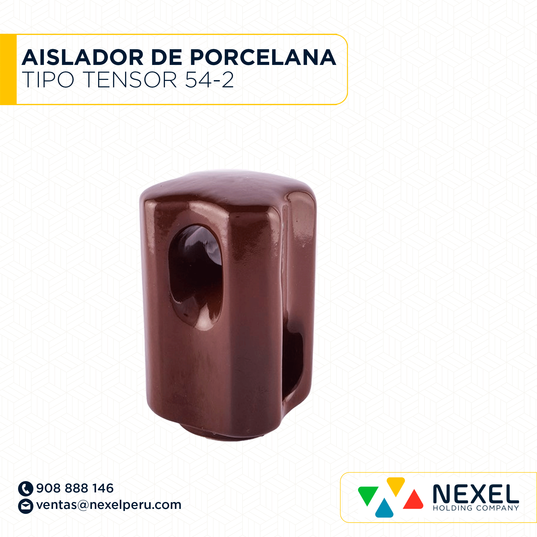 [J12955] AISLADOR DE PORCELANA TIPO TENSOR ANSI 54-2 STANDARD