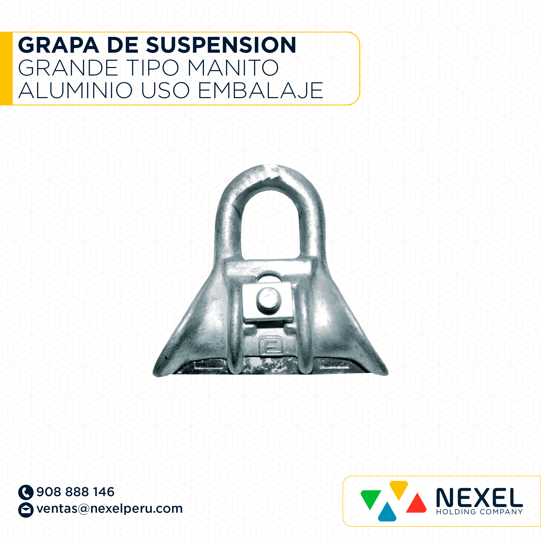 [J82612] GRAPA DE SUSPENSION GRANDE TIPO MANITO ALUMINIO USO EMBALAJE NACIONAL - A