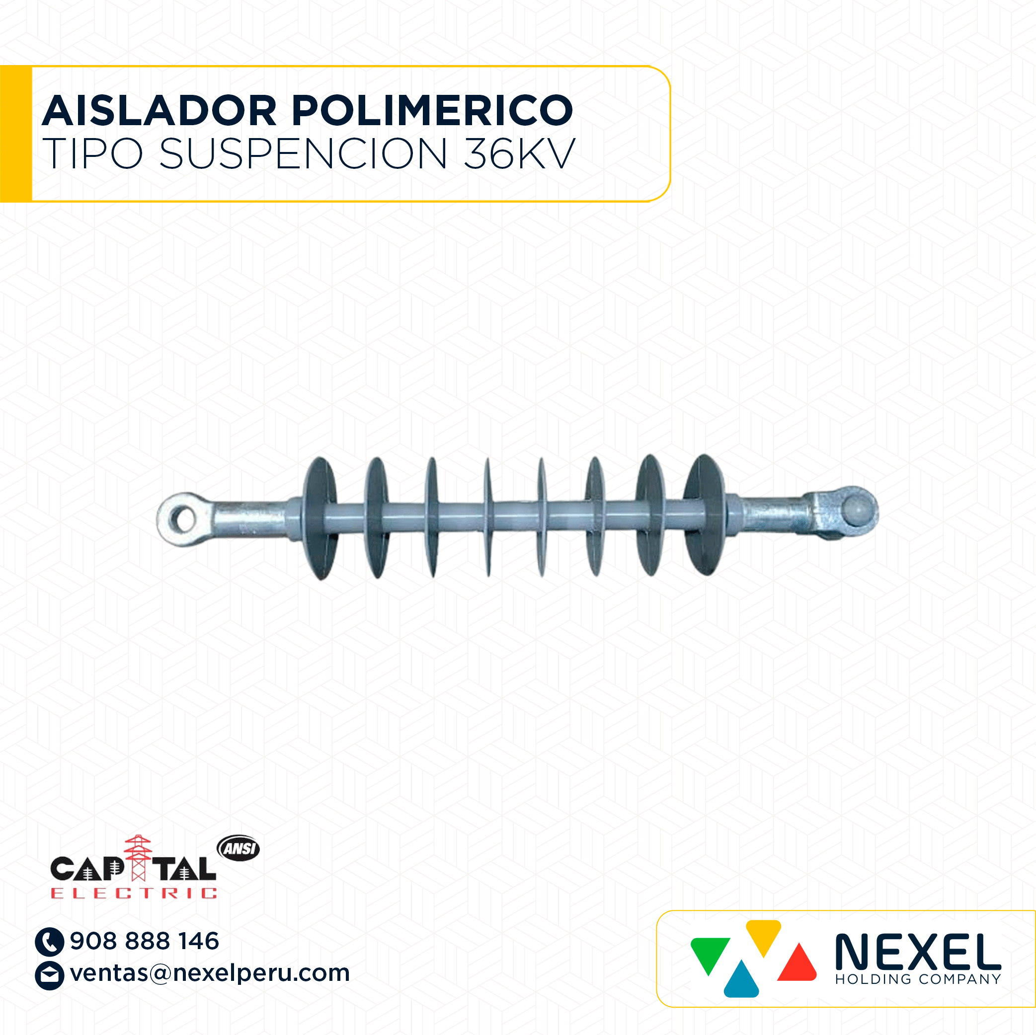 [J12347] AISLADOR POLIMERICO TIPO SUSPENSION 36KV CAPITAL ELECTRIT