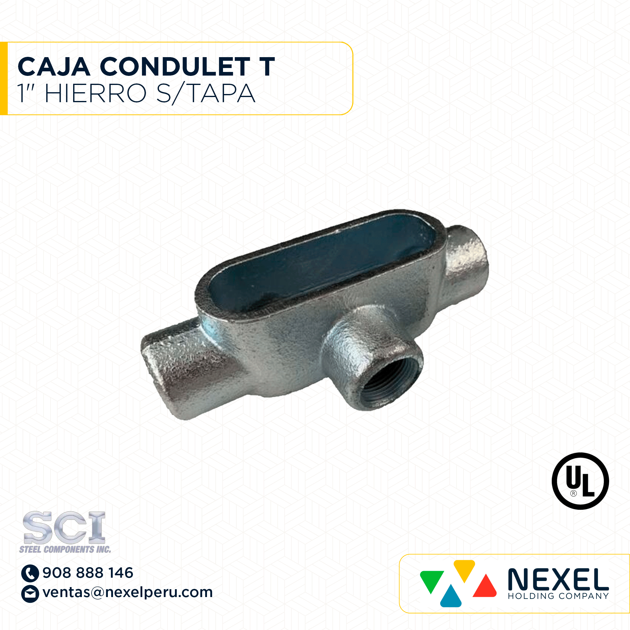 [B96164] CAJA CONDULET TIPO T 1" HIERRO GAL. CALIENTE C/TAPA SCI