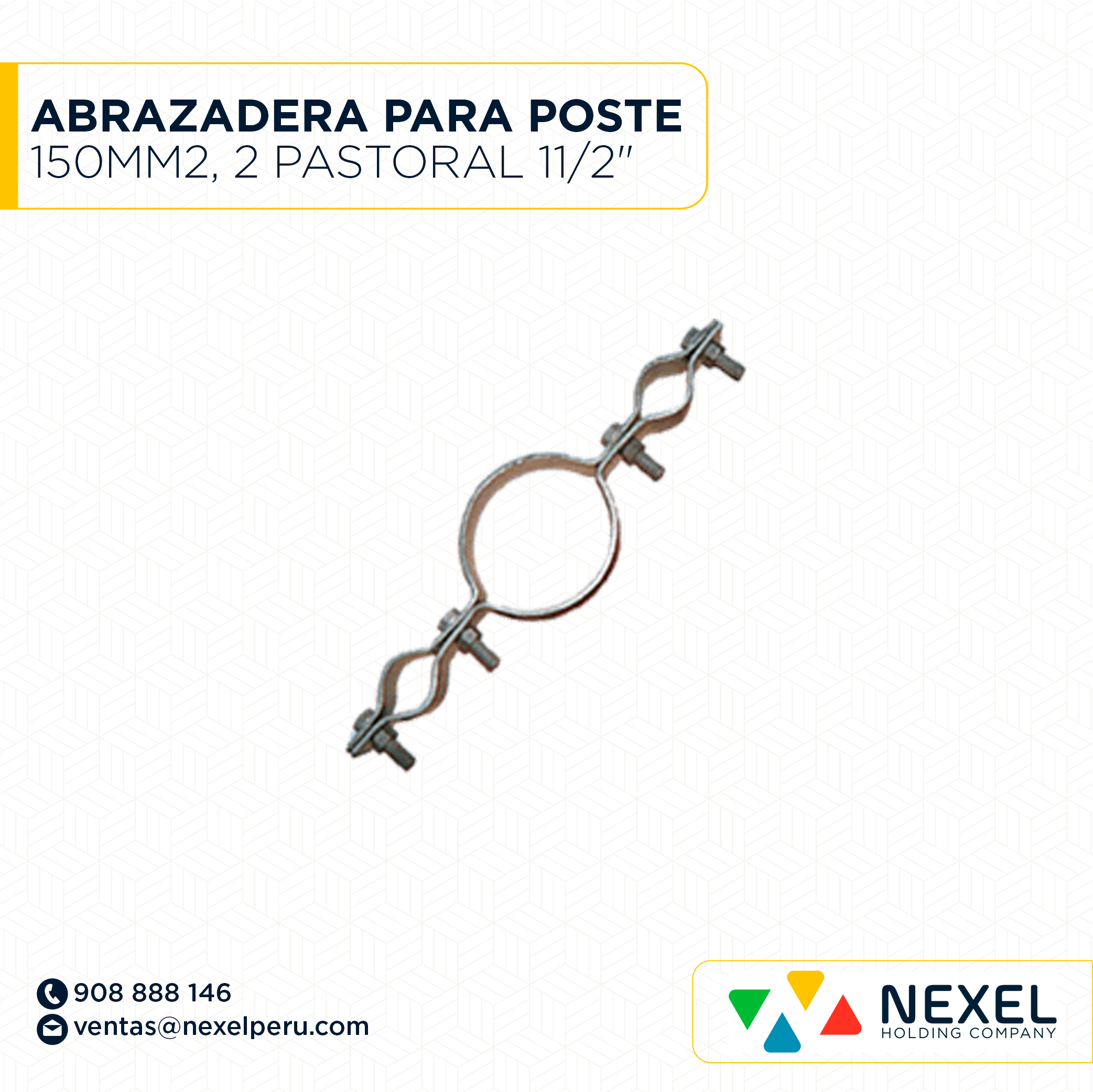 [J53355] ABRAZADERA PARA POSTE 150MM2 DOBLE PASTORAL 11/2" NACIONAL