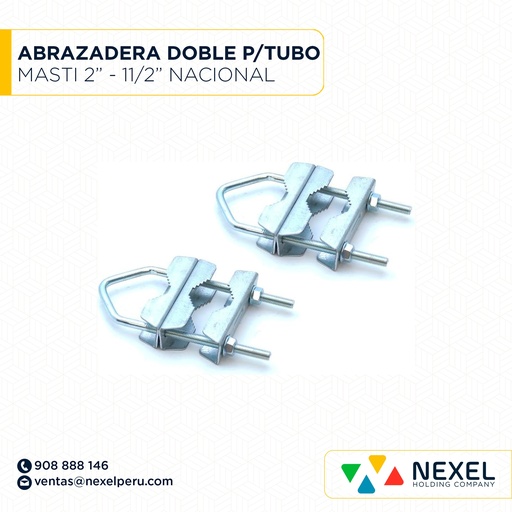 [J53350] ABRAZADERA DOBLE PARA TUBO MASTIL 2"- 11/2" NACIONAL